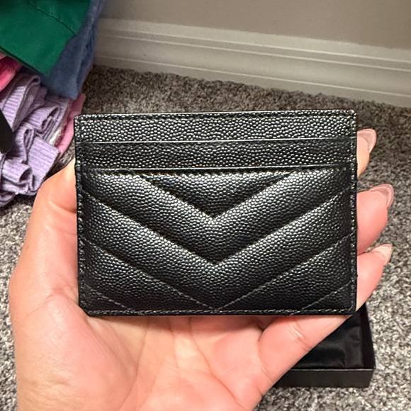 Black YSL card wallet with silver logo - Picture 3 of 5
